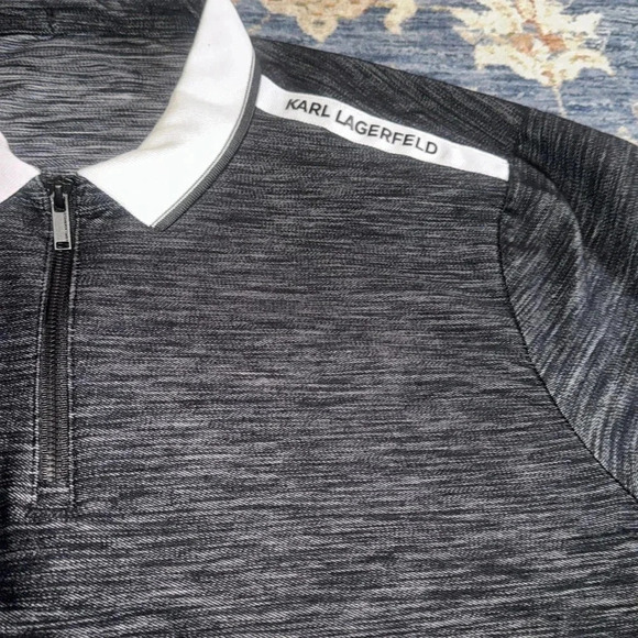 KARL LAGERFELD Designer Men’s Polo Quarter Zip Dress Shirt Size 2XL Short Sleeve - Picture 7 of 12
